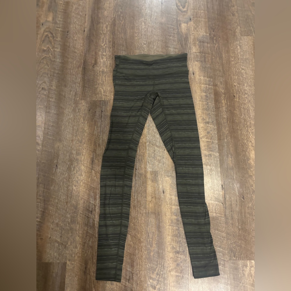 Lululemon Wunder Under Pant III Cyber Stripe Gator Green Black - Picture 3 of 3
